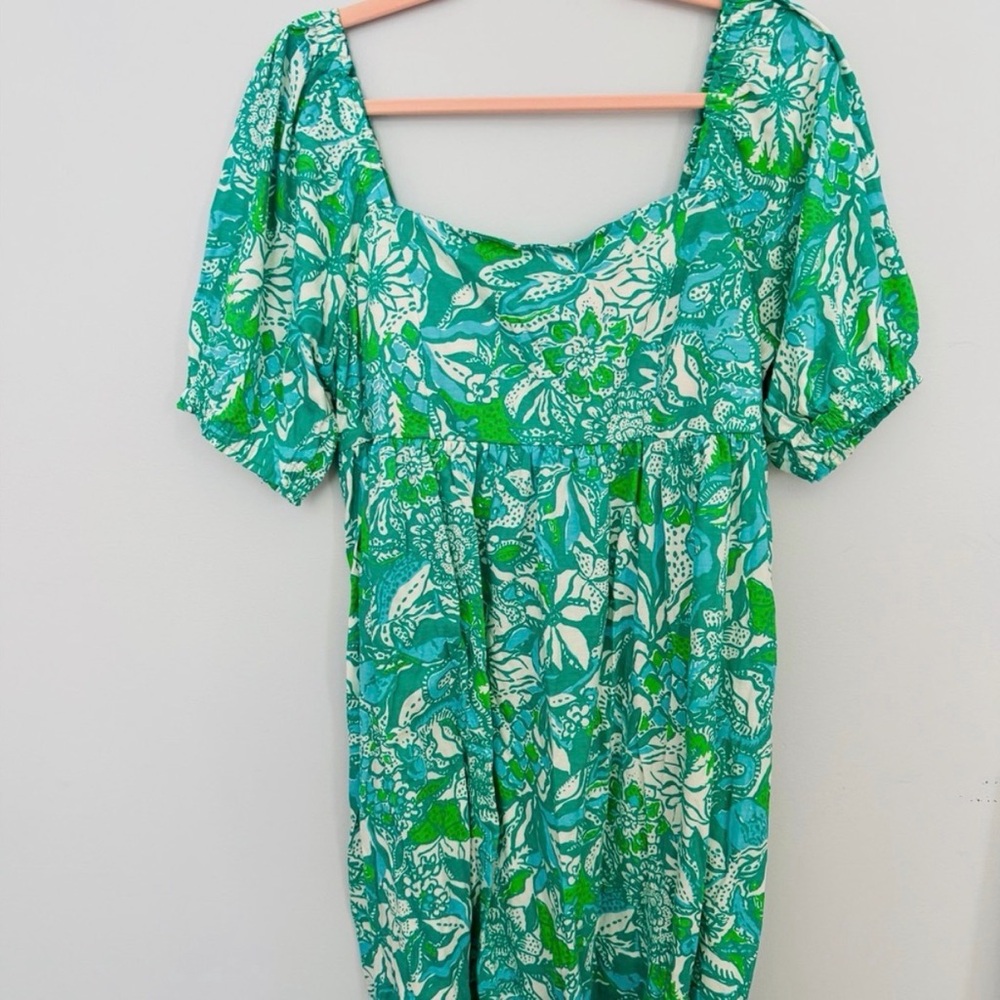 Like new Lilly Pulitzer Green and White Floral Mini Dress-worn only once at grad